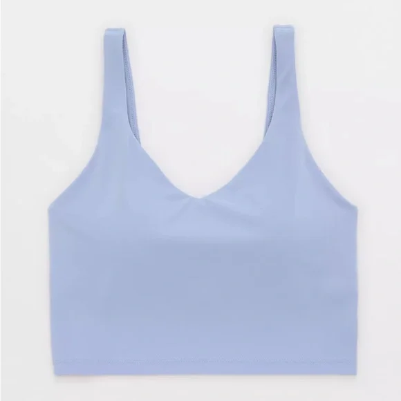 ๐ฉต OFFLINE By Aerie Blue Real Me Low Key Longline Sports Bra Size Medium - Picture 5 of 9